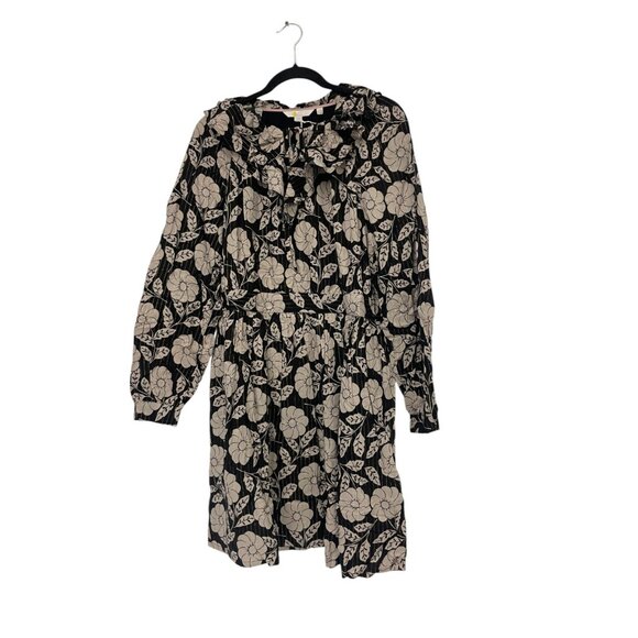 Boden Womens Fit & Flare Dress Black UK 14 US 10 Floral Metallic Frill D0347 NWT - Picture 2 of 15
